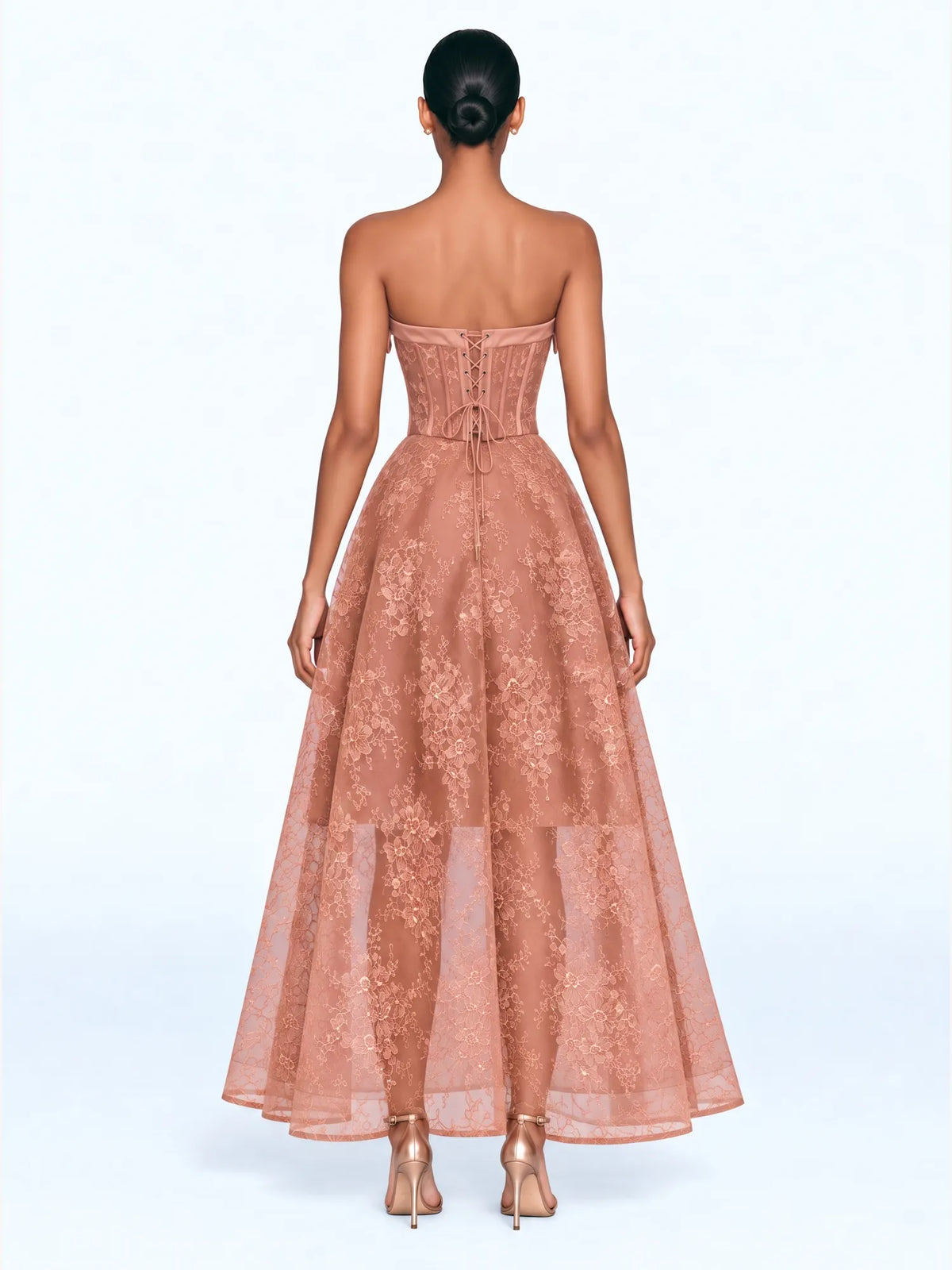Roxana Foldover Corset Maxi Dress In Coffee