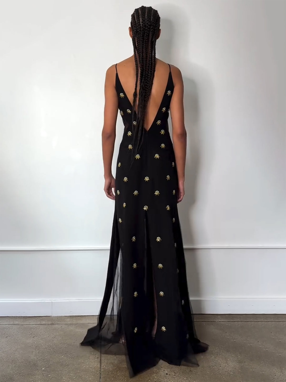Bianca Beaded Cut-Out Spaghetti Strap Maxi Dress