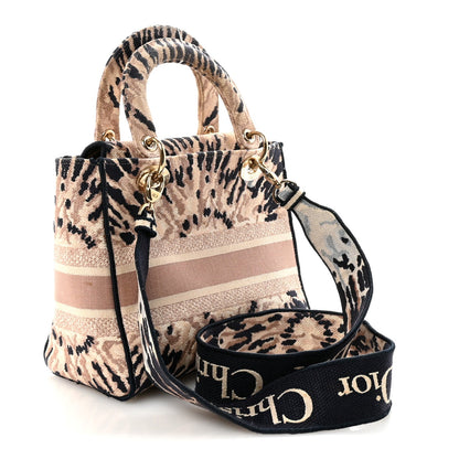 Canvas Embroidered Medium Tie And Dior Lady D-Lite Multicolor