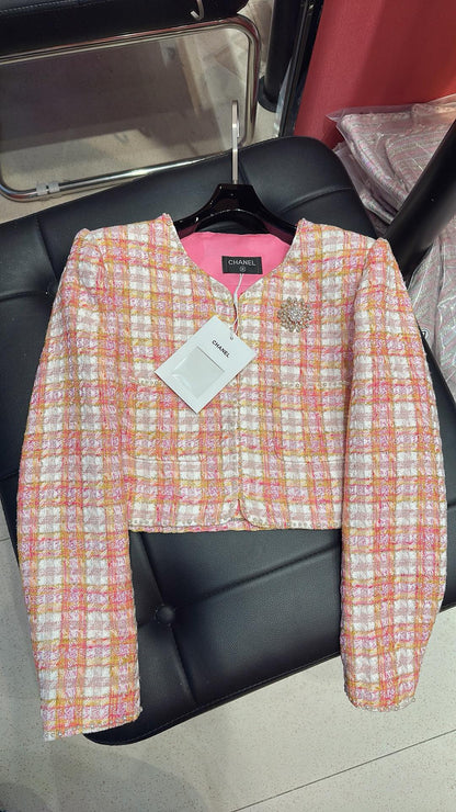 CC 25 Short Jacket Stripped Pink Yellow Cotton Coat