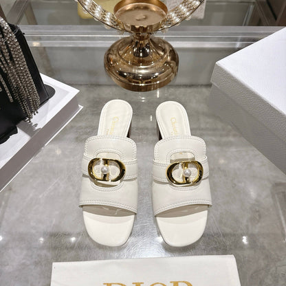 CD 26 Chunky Heel Sandals 35mm White Leather 592267