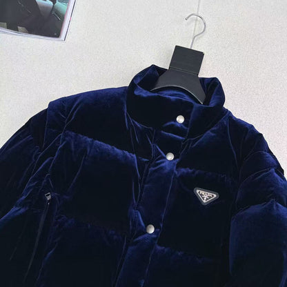 Prada Jacket Navy Blue Velvet Down