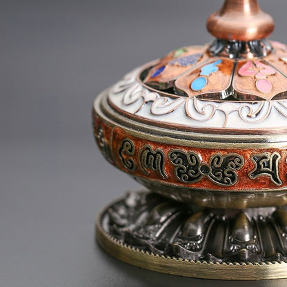 Alloy Plate Incense Burner Household Tibetan Eight Treasures Eight Auspicious Sandalwood Incense Burner Nepal Tea Ceremony Ornaments