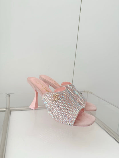 CC 26 Sandal 90 Pink Rhinstone Deer Hide 597376