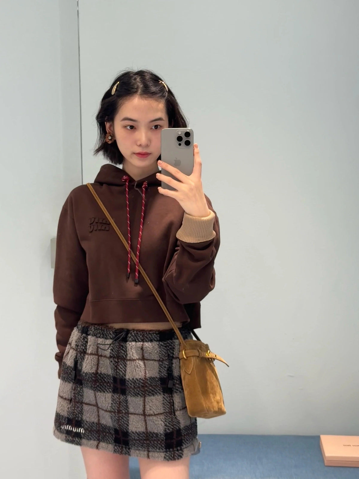 MIUMIU PLAID MINI SKIRT STYLE 655