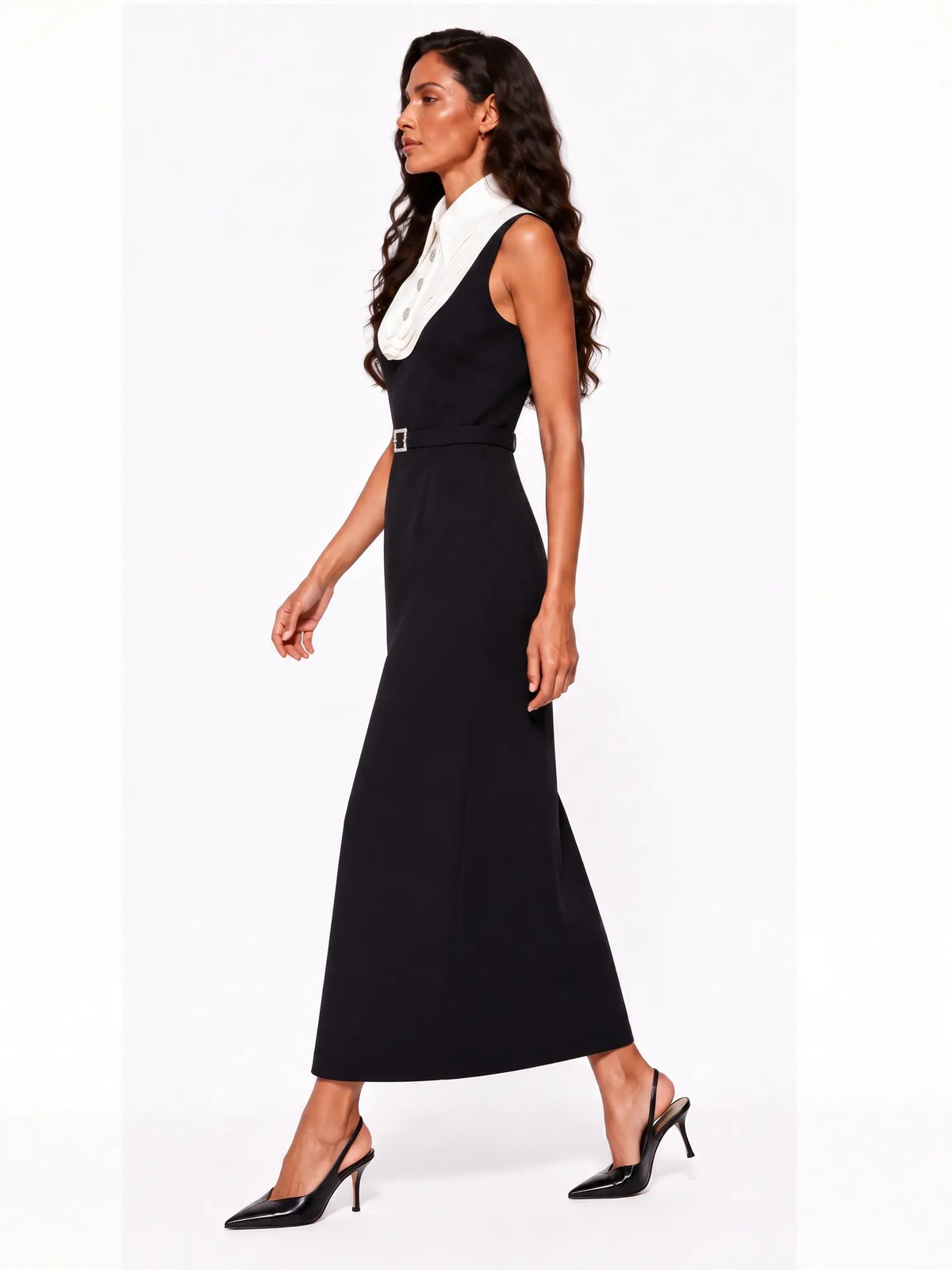 Anika Color-Block Collared Midi Dress