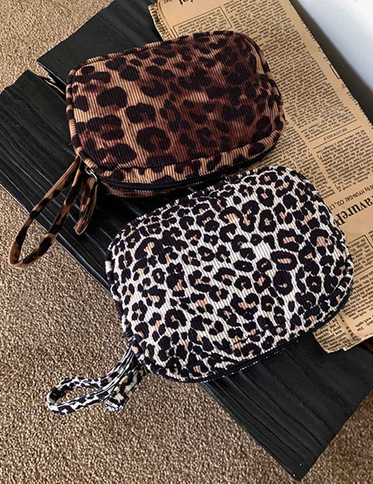Corduroy Leopard Print Portable Storage Bag