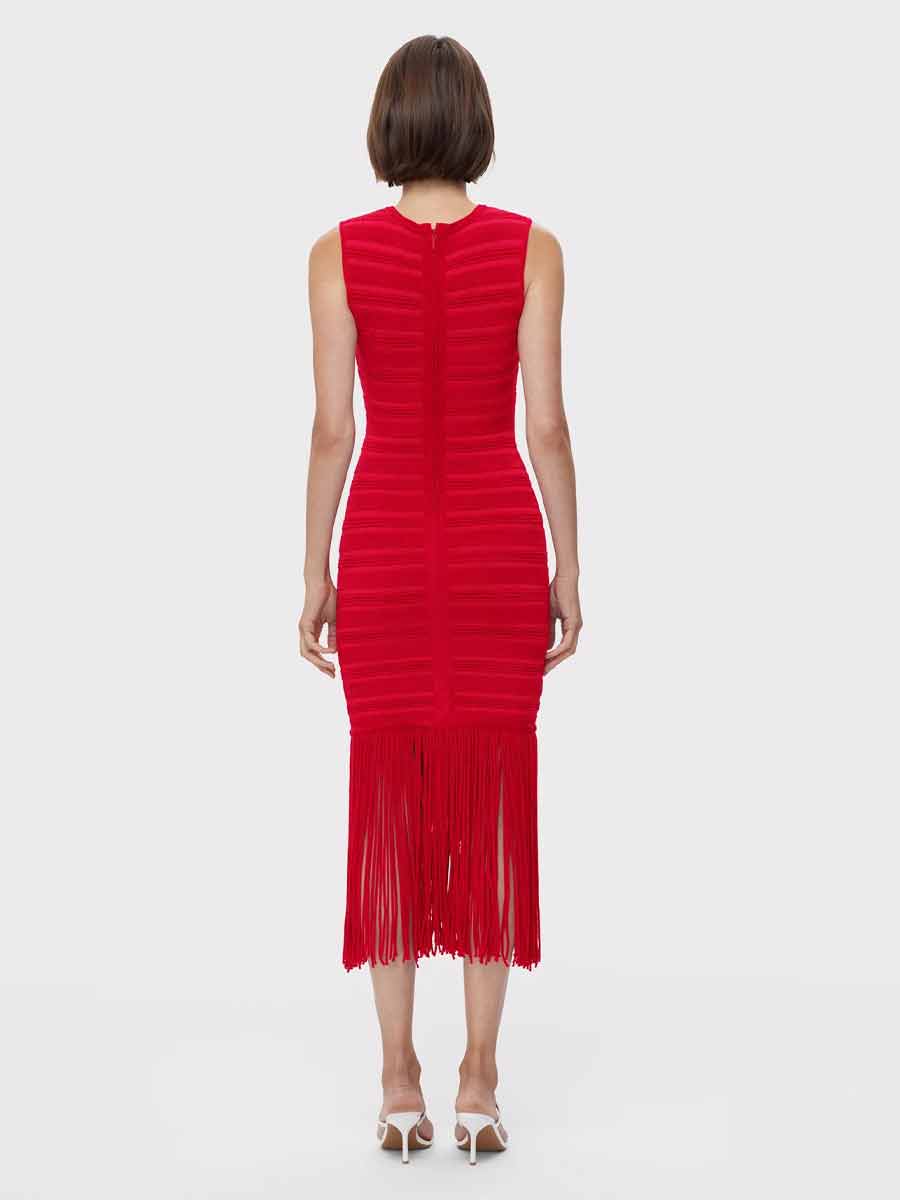Julieta Tassel Round-Neck Bandage Midi Dress