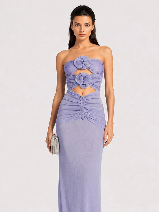 Catalina Floral Cut-Out Strapless Maxi Dress