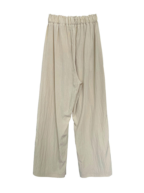 Loose  Leg  Pleated Casual Pants Bottoms