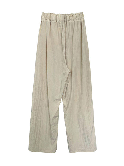 Loose  Leg  Pleated Casual Pants Bottoms