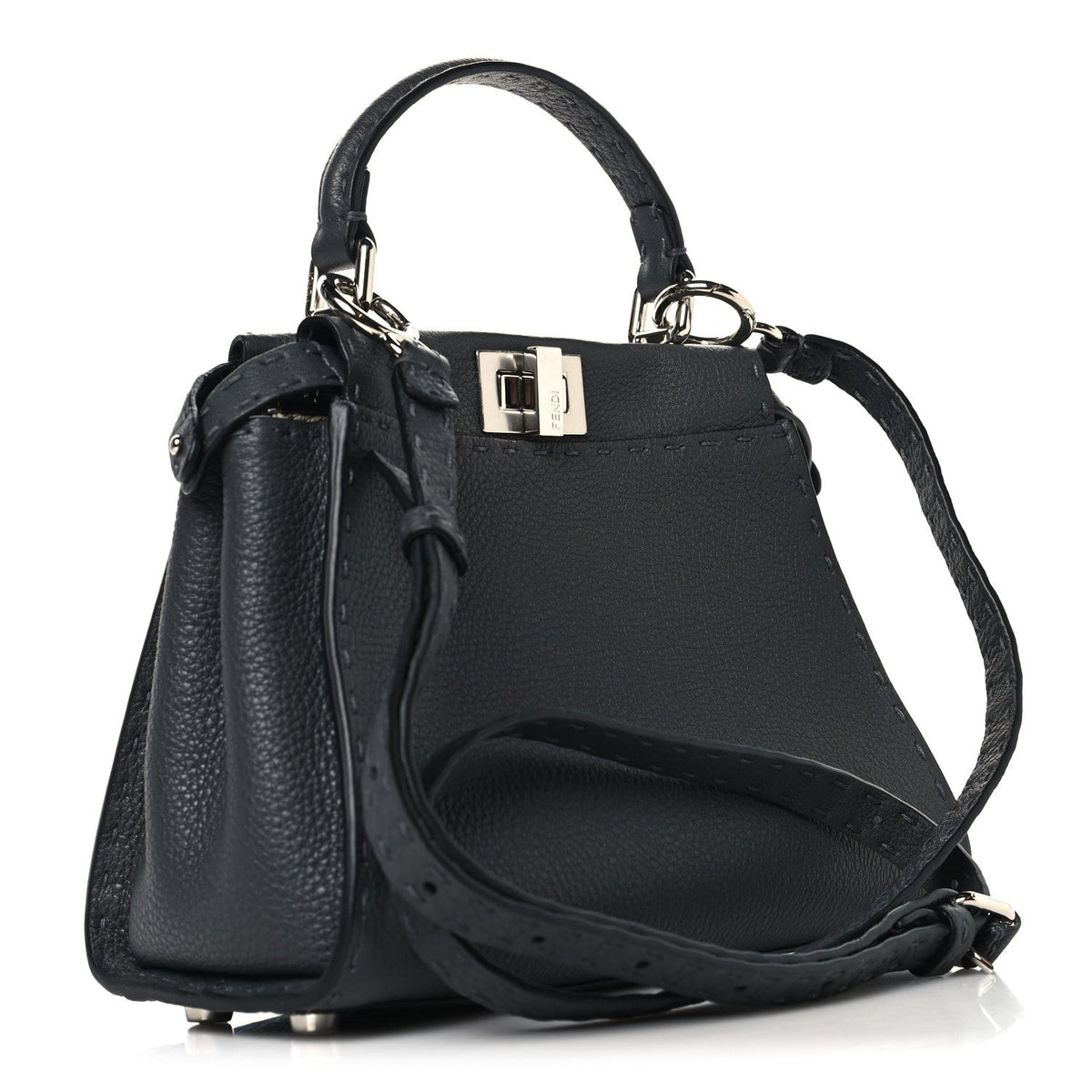 Cuoio Romano Selleria Bi-Color Mini Peekaboo Iconic Satchel Asfalto Latte