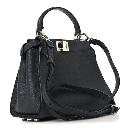 Cuoio Romano Selleria Bi-Color Mini Peekaboo Iconic Satchel Asfalto Latte