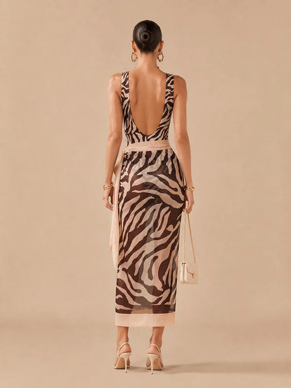 Grace Zebra-print Swimsuit Set