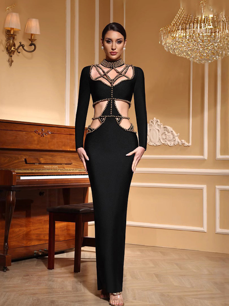 Ingrid Pearl Hollow Maxi Dress