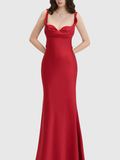 Cyra Satin Draped Maxi Dress