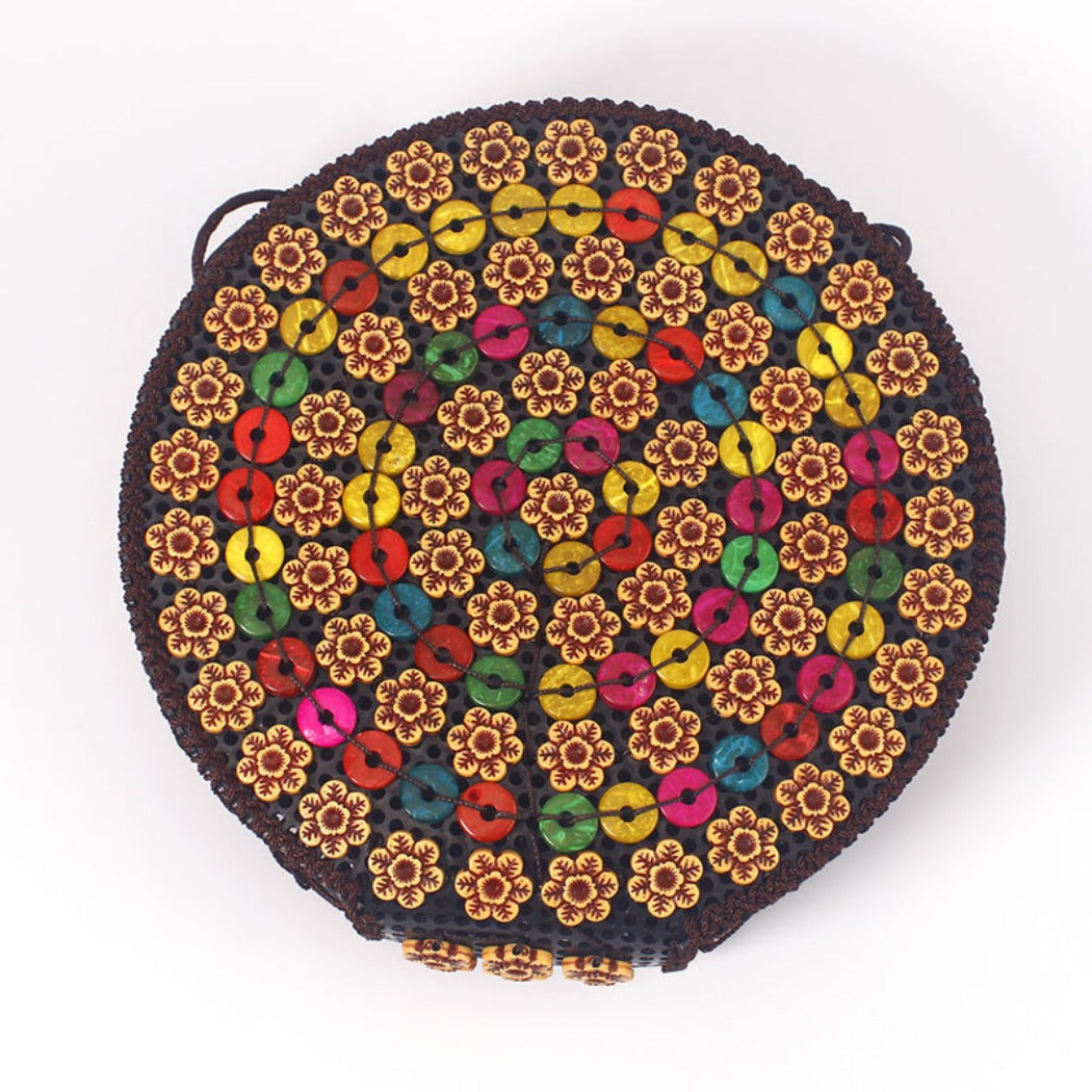 Cosbai - Boho Round Woven Crossbody Bag - Unique &amp; Artistic
