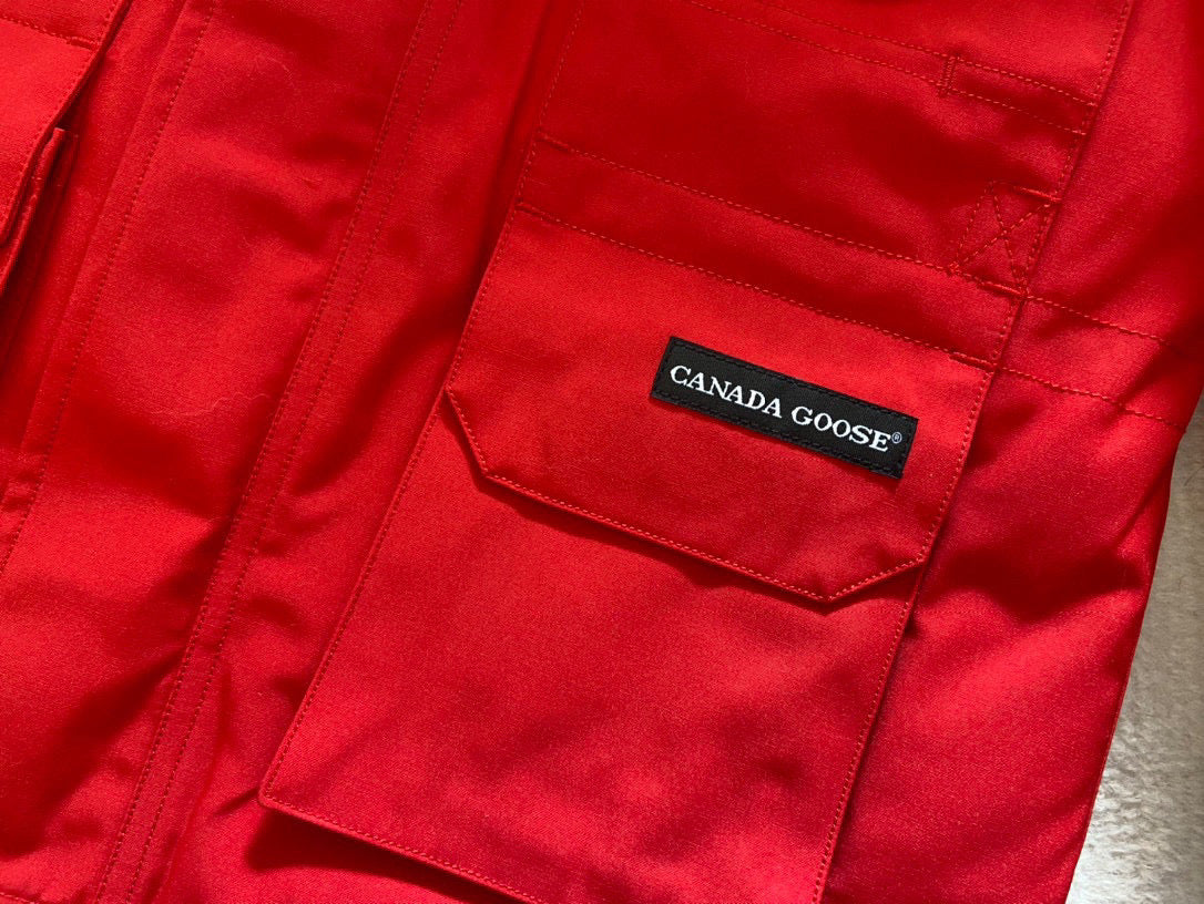 Canada Goose Children Jacket Wolf Fur Red Polyester Cotton