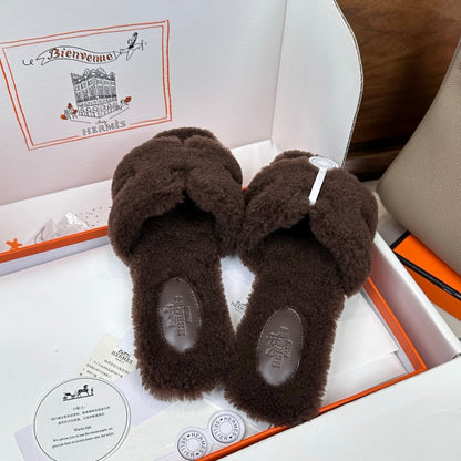 HM Oran Sandal Chocolate Wool 598201