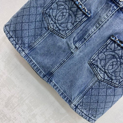 Chanel 2026 Denim Midi Skirt Blue Cotton 356137