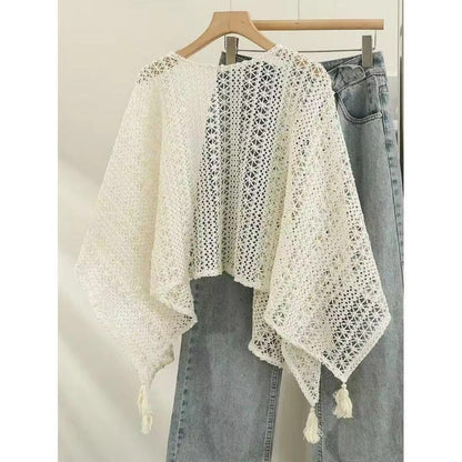 Crosa - Boho Lace Knit Cardigan Cover-Up