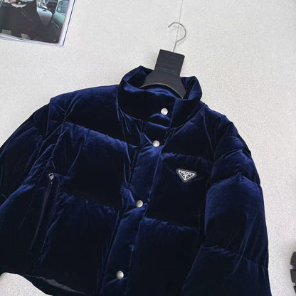Prada Jacket Navy Blue Velvet Down
