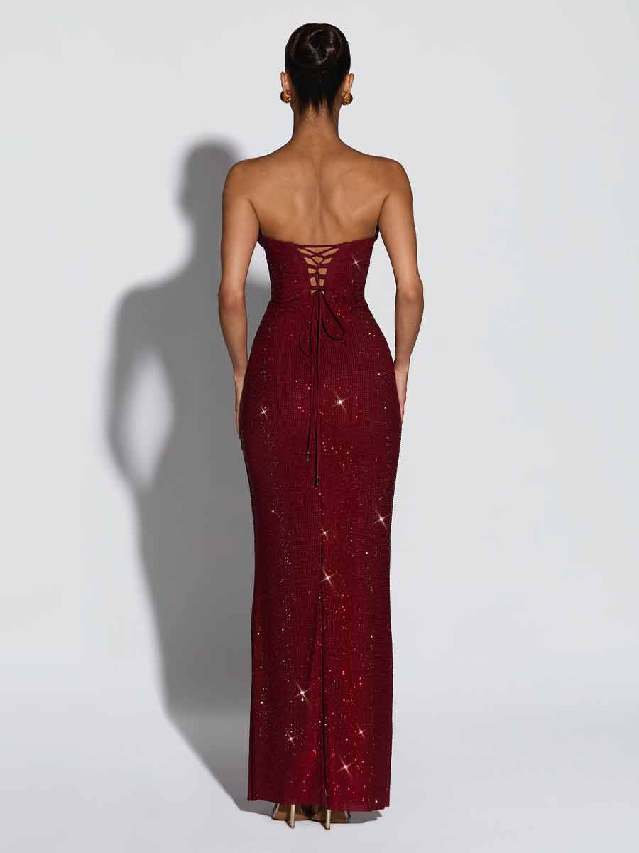 Yasmine Strapless Sequined Maxi Dress