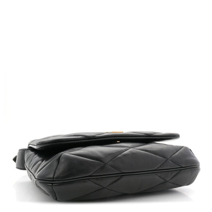 Lambskin Quilted Le 57 Diamond Shoulder Bag Black