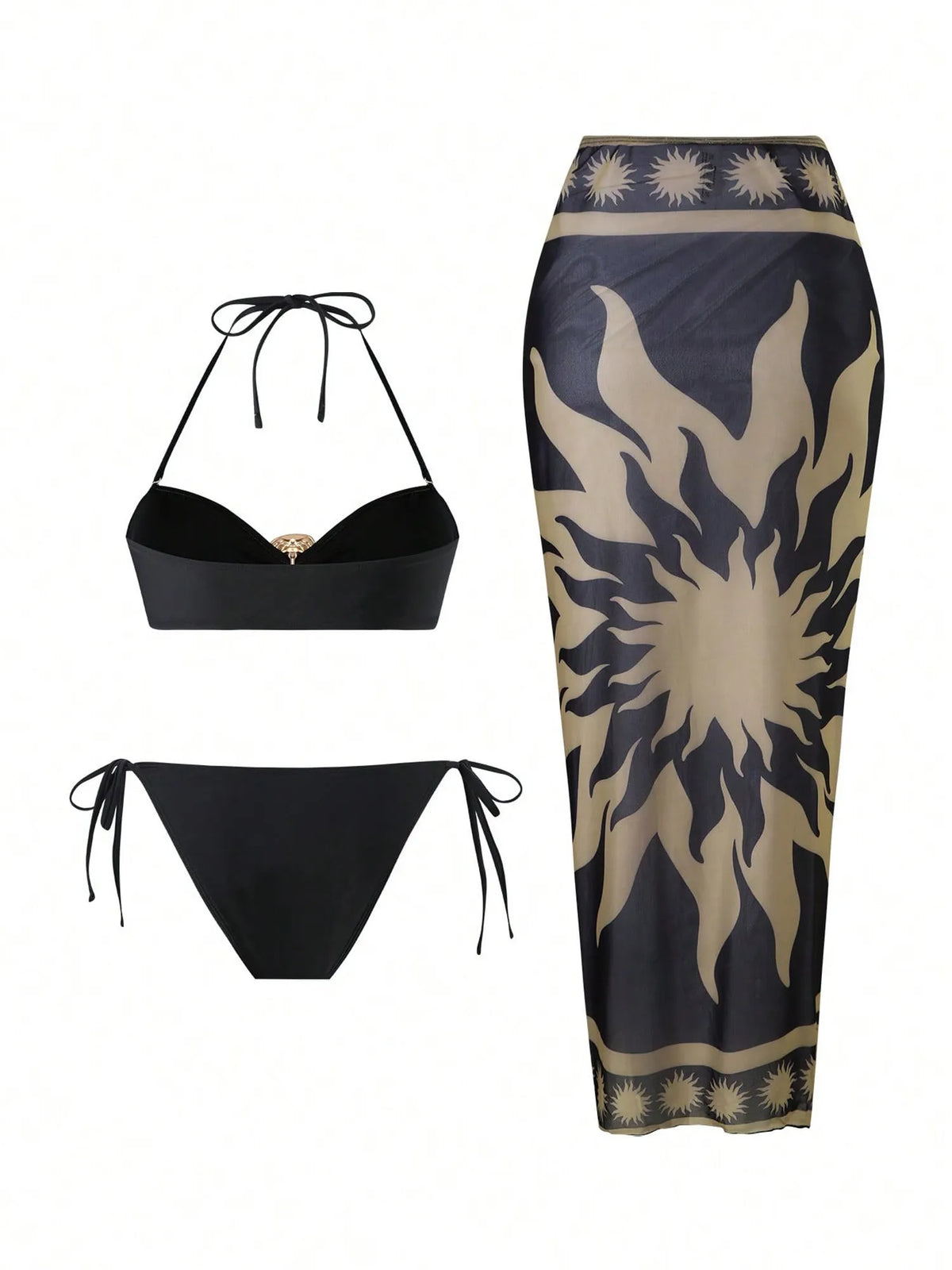 Chloe Printed Lace-Up Bikini Set