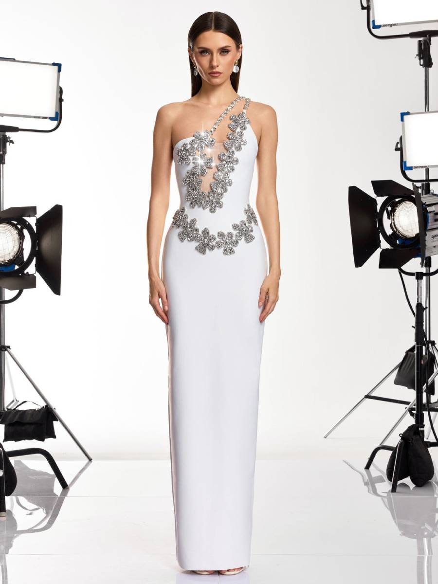 Alexa Diamond Flower Bandage Maxi Dress