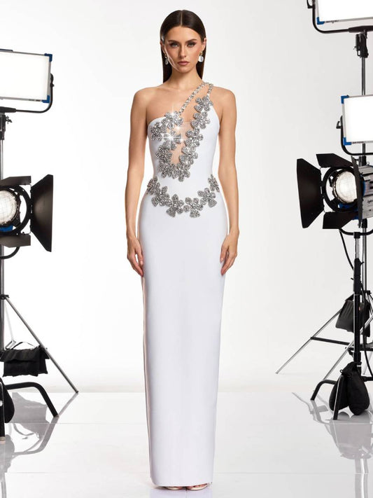 Alexa Diamond Flower Bandage Maxi Dress