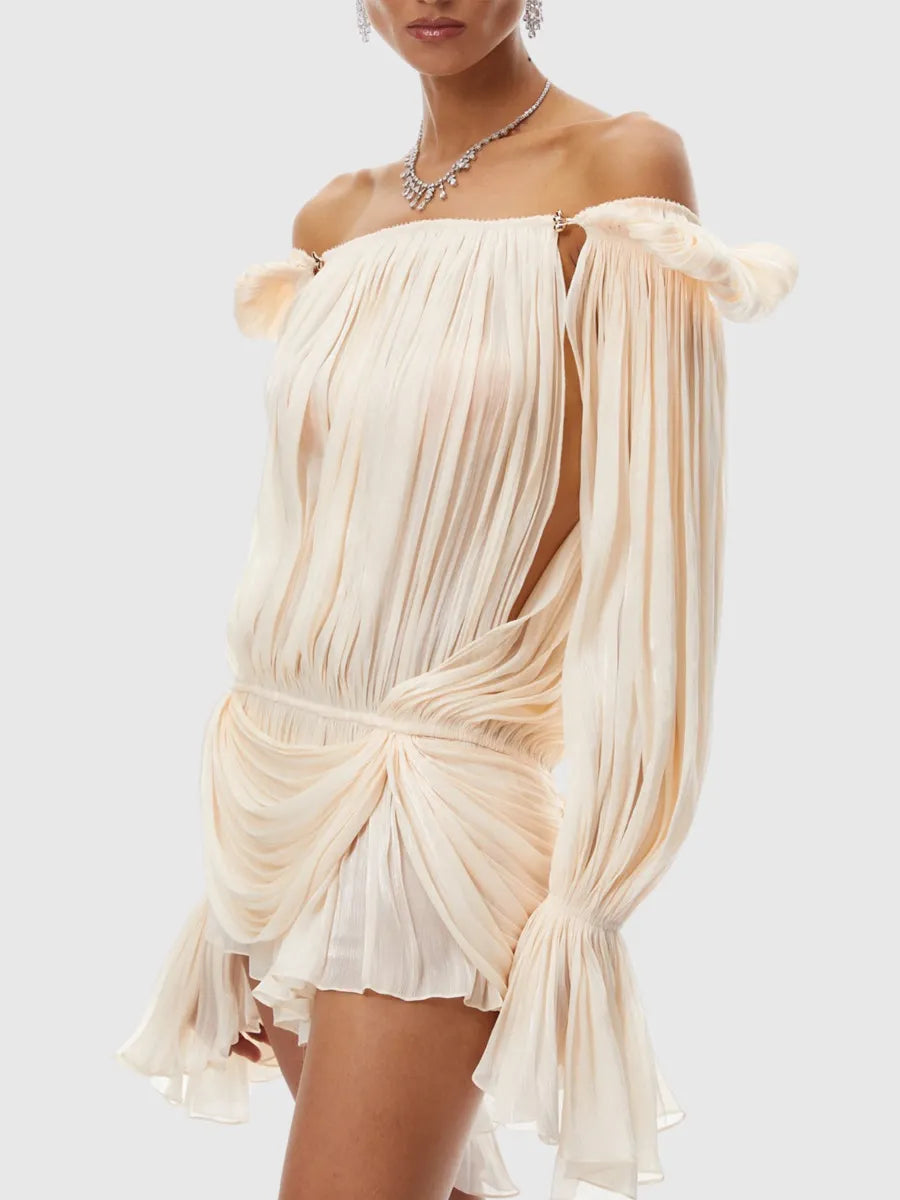 Clarissa Pleated Ruffle Mini Dress