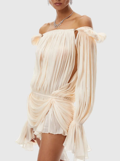 Clarissa Pleated Ruffle Mini Dress