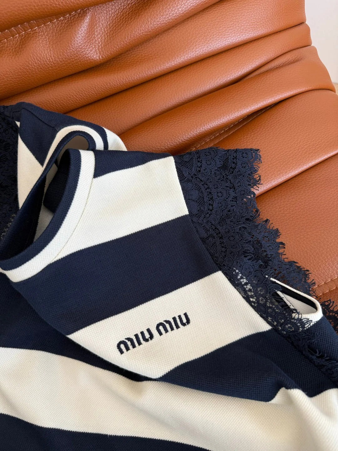 MIU NAVY DRESS WITH WIDE STRIPES 265712