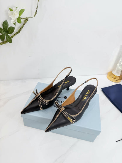 PRA 26SS Slingback 55 Black Beige Cowhide 592402