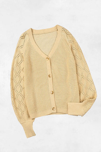 V Neck Long Sleeve Button Down Ribbed Sweatshirts Cardigan