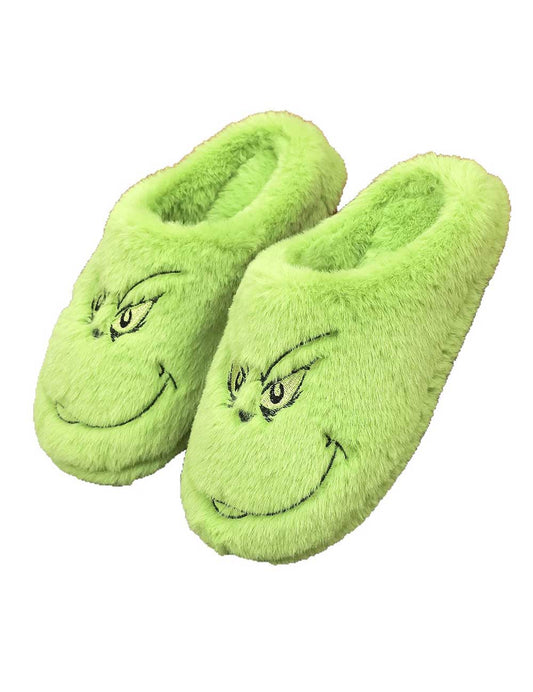 Funny Green Fuzzy Fur Warm Winter Slippers