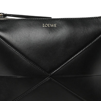 Shiny Calfskin Puzzle Fold Pouch Black