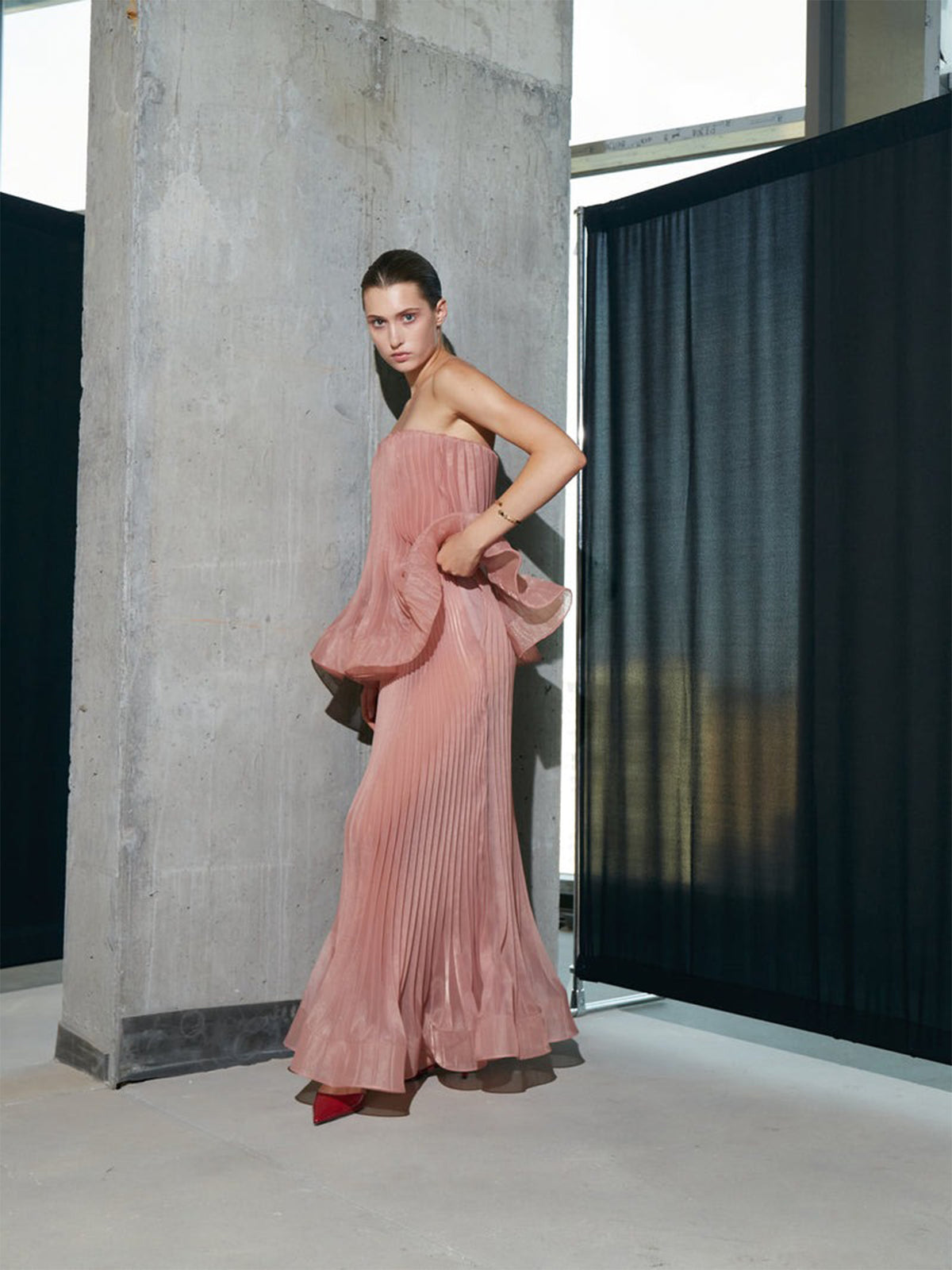 Maya Strapless Pleated Maxi Skirt Set