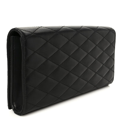 Lambskin Quilted Kate Clutch Black