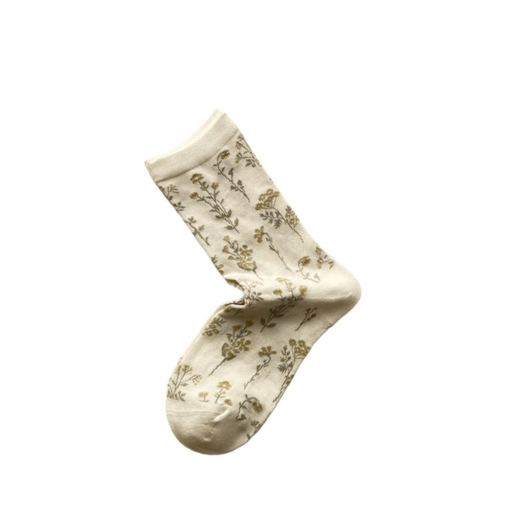 Rufia - Artistic Fresh Floral Crew Socks for Spring Days