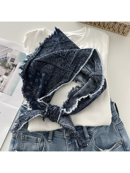 Scarvii - Unisex Vintage Frayed Triangle Scarf