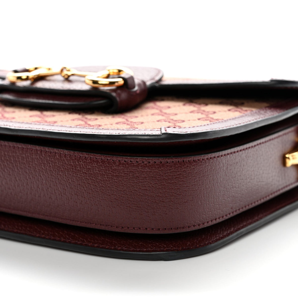 Monogram Textured Dollar Calfskin Horsebit 1955 Shoulder Bag Sahara Rubino Chardonnay