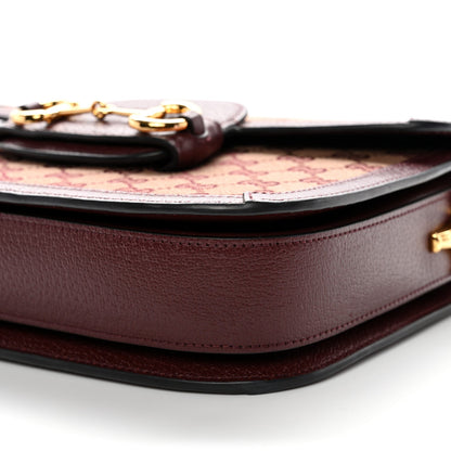 Monogram Textured Dollar Calfskin Horsebit 1955 Shoulder Bag Sahara Rubino Chardonnay