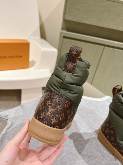 LV Cloud Ankle Boot Sneaker Olive Green Nylon Monogram Canvas