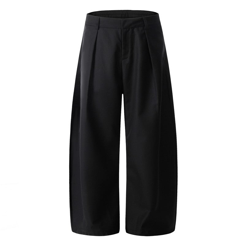 Black Curved Wide Leg Pants