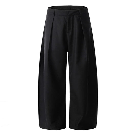 Black Curved Wide Leg Pants