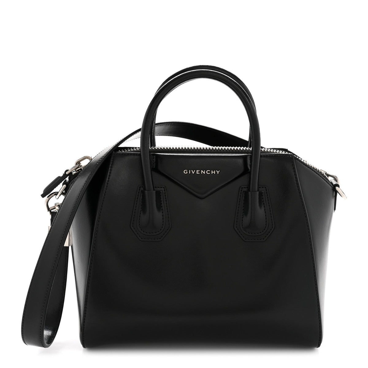 Shiny Lord Calfskin Small Antigona Black