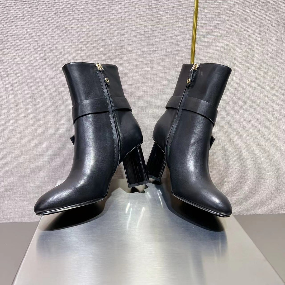 LV Belted Silhouette Ankle Boot Black Cowhide