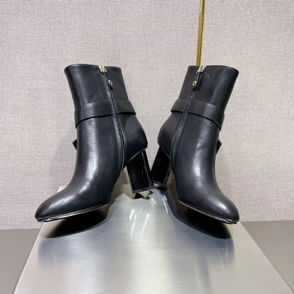 LV Belted Silhouette Ankle Boot Black Cowhide